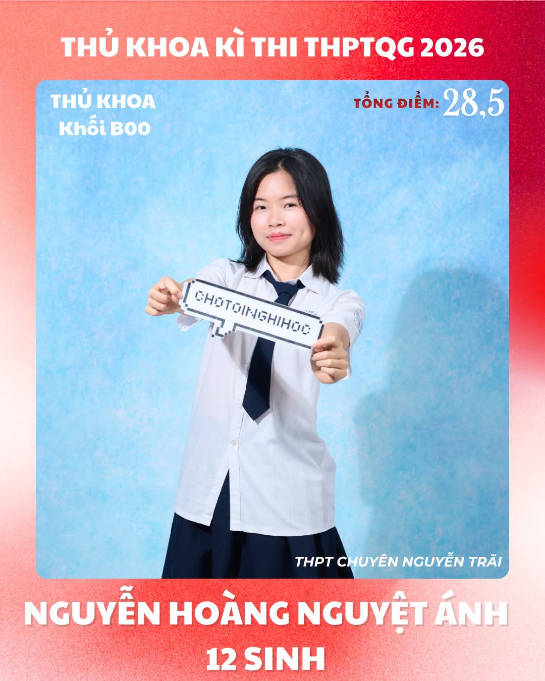 Lộ diện 8 gương mặt thủ khoa các khối trong kỳ thi tốt nghiệp THPT năm 2026 của Trường THPT Chuyên Nguyễn Trãi